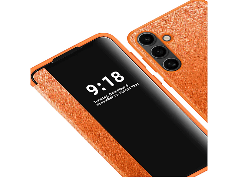 Orange S24 Wake UP Galaxy Funktion, WIGENTO Spiegel mit Smart Samsung, Cover View Plus, Bookcover, Mirror