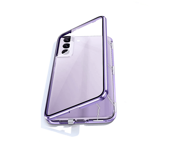 Beidseitiger / Transparent Grad Full Magnet S24, WIGENTO Galaxy Samsung, Lila 360 Hülle, Glas Cover,