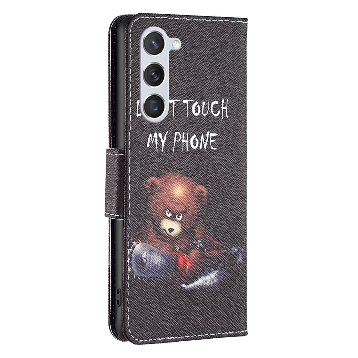 Bookcover, Kreditkarten Geld mit Druck & Tasche WIGENTO Motiv Schwarz Galaxy Wallet Samsung, Book S24, Fach, /