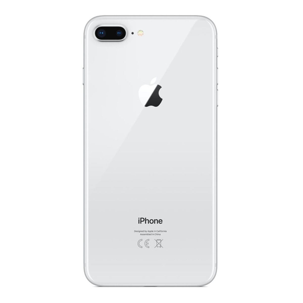 Tył białego iPhone'a z logo Apple i konfiguracją podwójnego aparatu, pokazujący design telefonu.