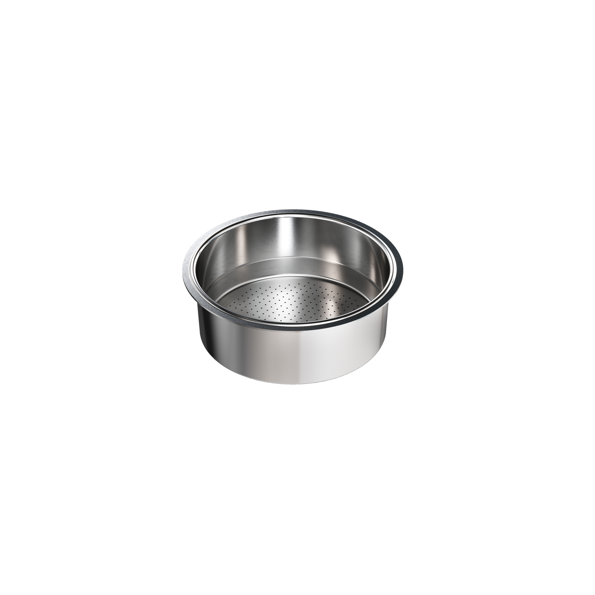 Koszyk filtra do kawy ze stali nierdzewnej. Czarne tło. Perforowane wnętrze.