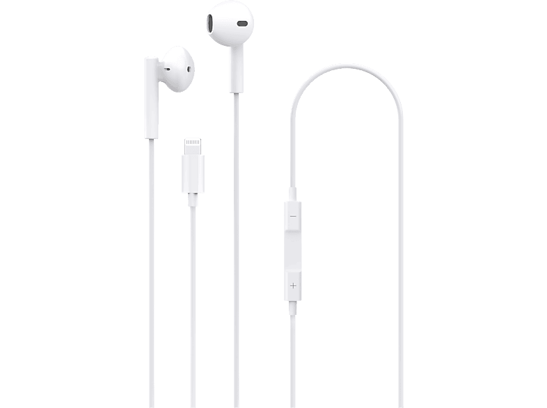 Auriculares de botón - Auriculares para iPhone/iPad estéreo con micrófono y  volumen DCU TECNOLOGIC, Intraurales, Blanco