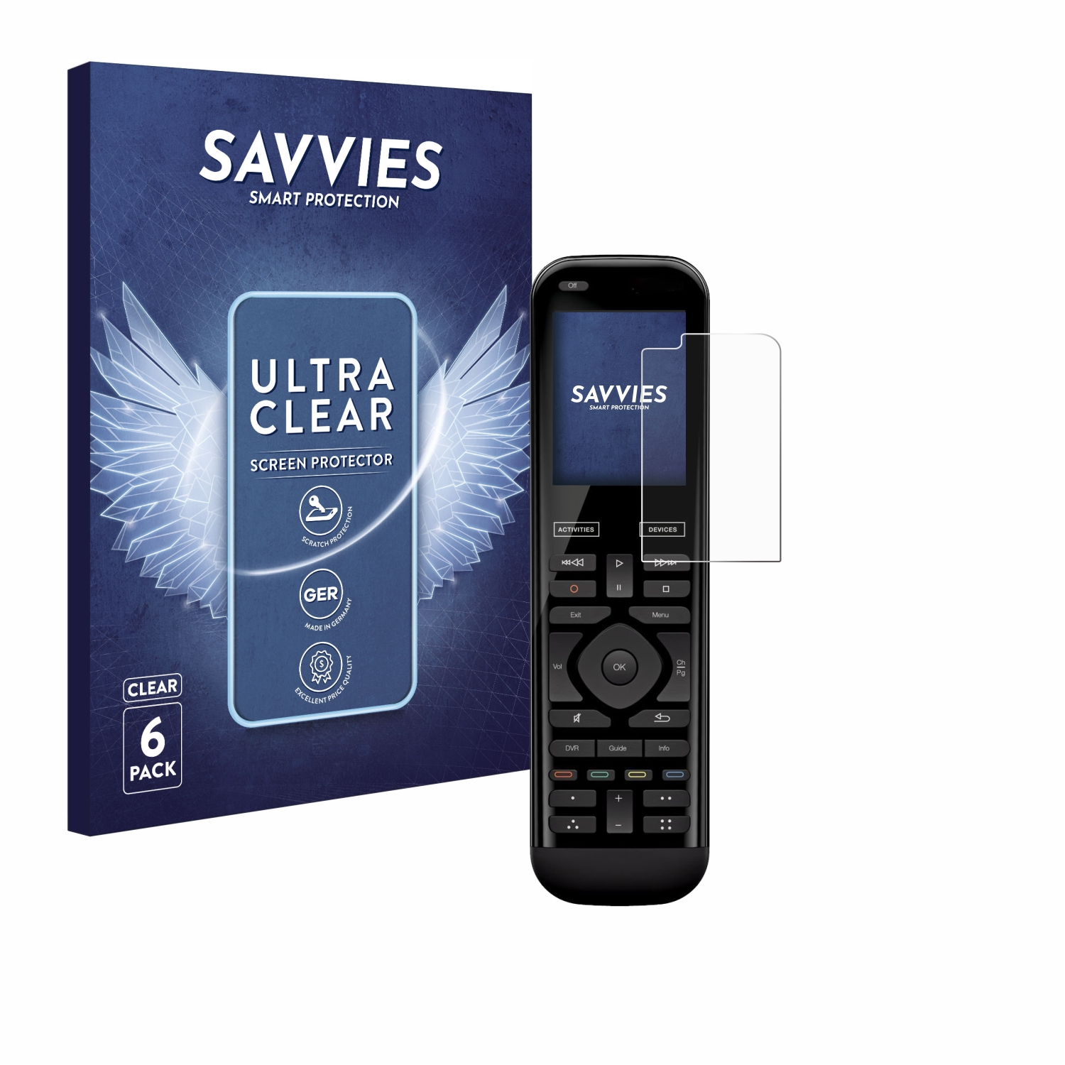 SAVVIES 6x klare Schutzfolie(für Logitech Harmony 950)