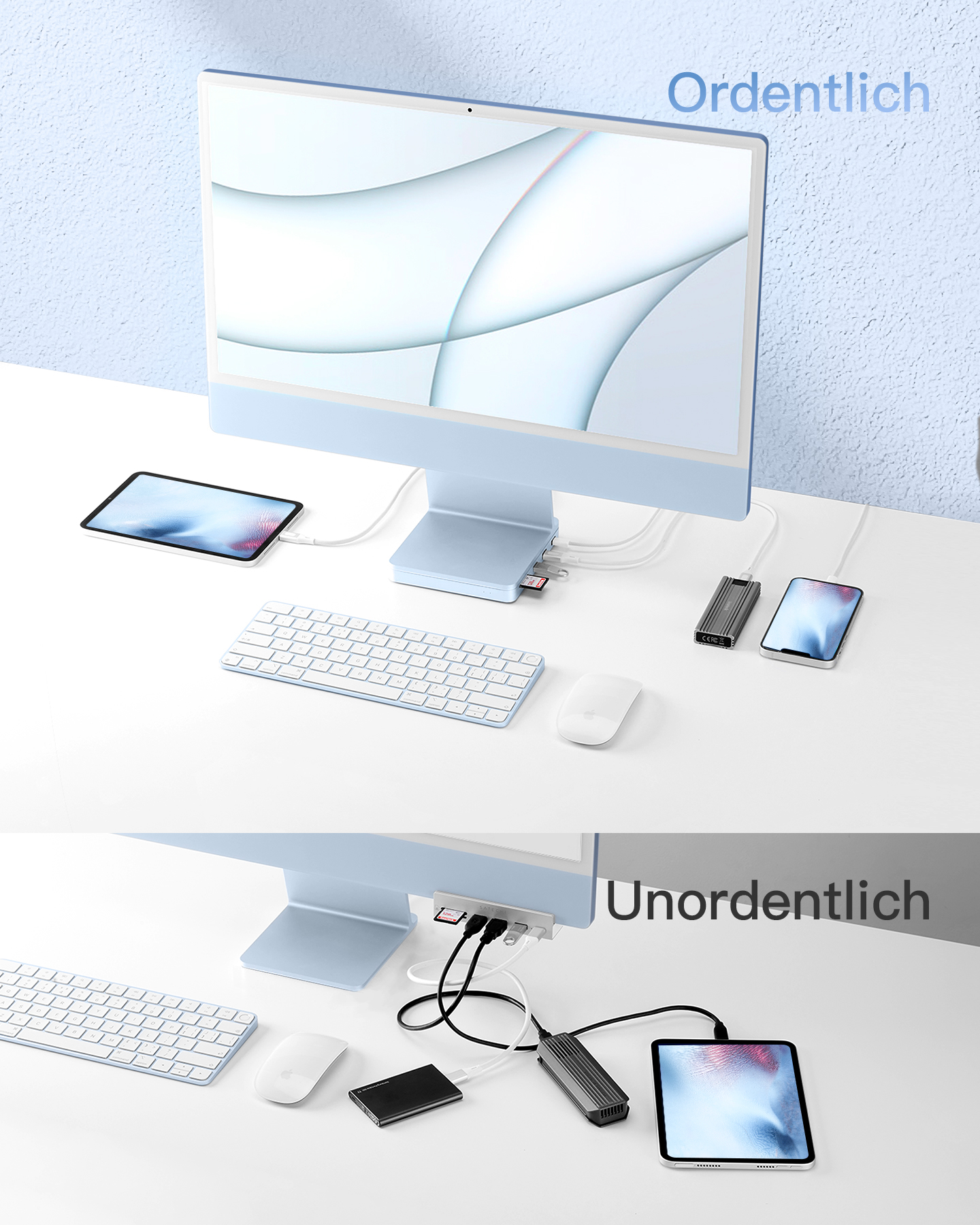 24 Zoll NVMe USB blue Dockingstation iMac USB INATECK 8-in-1 C Gehäuse, für 2021/2023, hub, SSD Hub mit Hub USB Aluminium