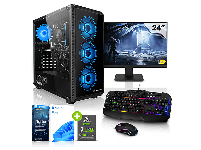 MEGAPORT Gaming Komplett PC Set AMD Ryzen 7 5700G, Gaming PC Ryzen™ 7 Ryzen™ 7 Prozessor, 16 GB