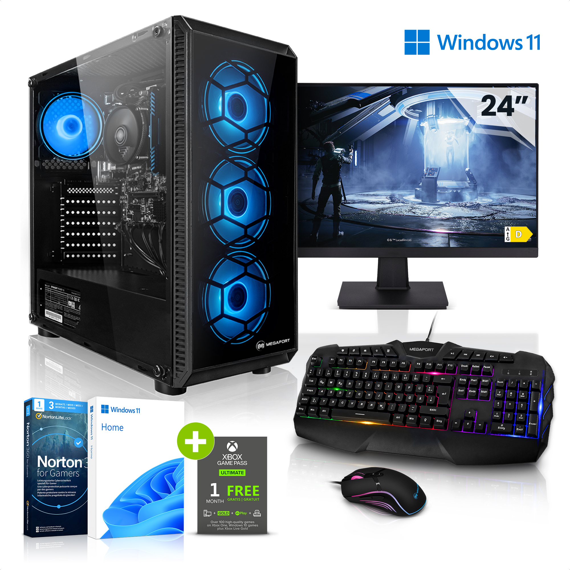 MEGAPORT Komplett Set PC RAM, GB GB Athlon™ AMD Prozessor, Vega Athlon Radeon SSD, HDD, 3000G, AMD mit 1000 16 3, Gaming GB 0 PC 2 GB