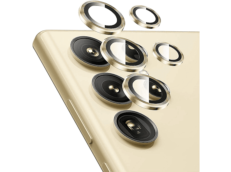 WIGENTO Aluminium Ring Back Kamera + H9 Hart Glas Schutzglas(für Samsung Galaxy S24 Ultra)