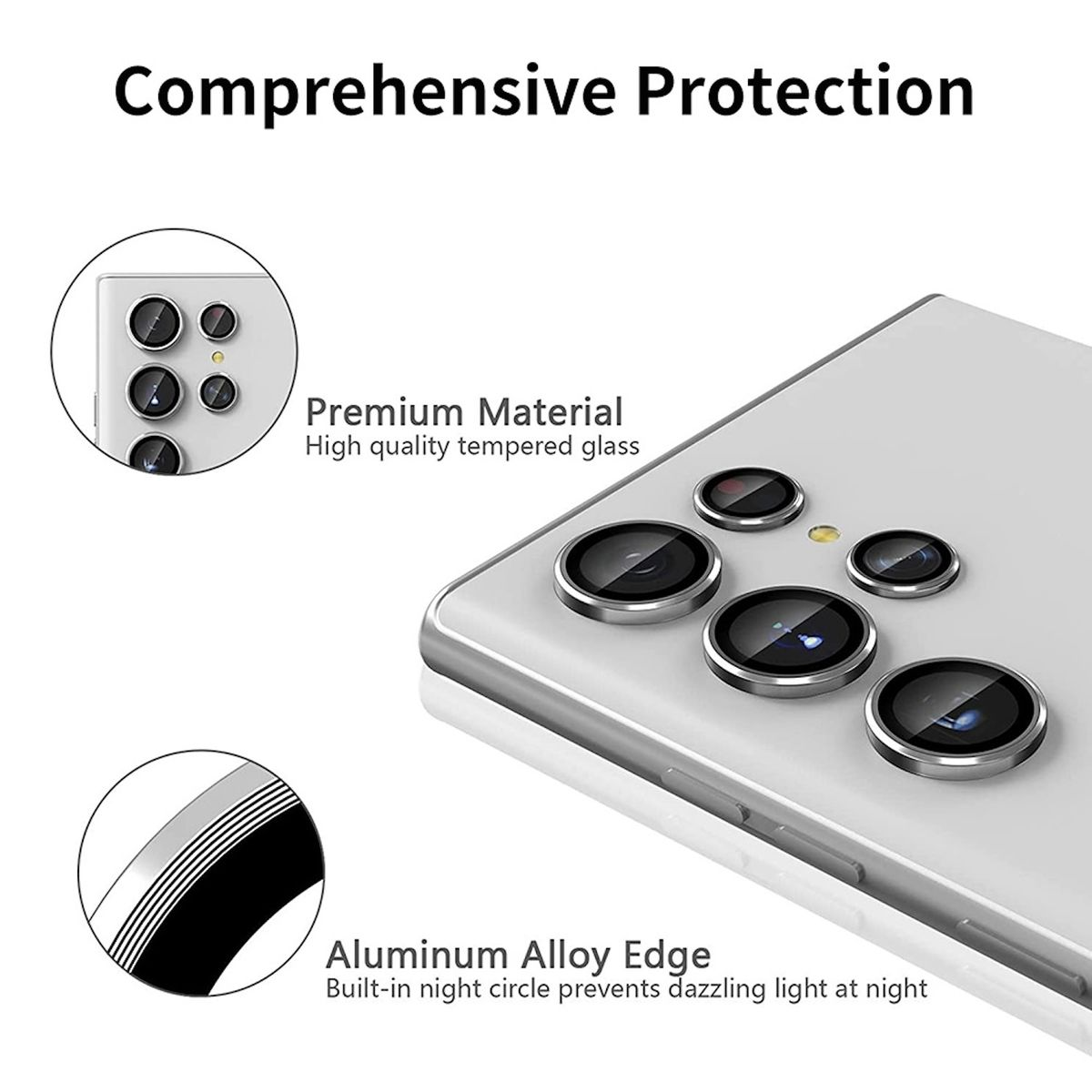 WIGENTO Aluminium Ring + Ultra) H9 Back Glas Schutzglas(für Kamera S24 Galaxy Hart Samsung