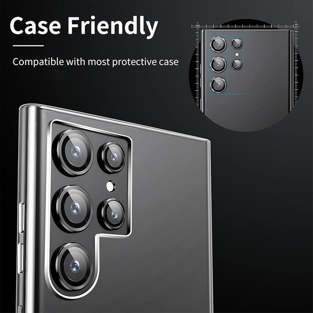 H9 Back Schutzglas(für Hart S24 Galaxy Ultra) Glas Aluminium Ring WIGENTO + Kamera Samsung