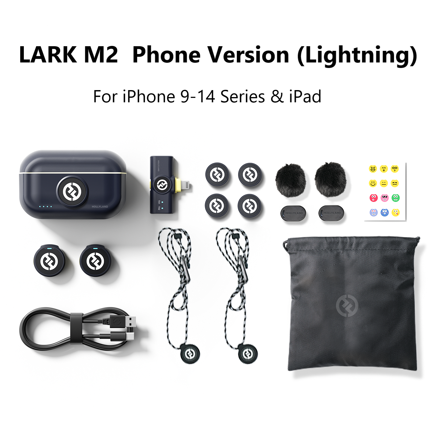 Schwarz Mikrofon HOLLYLAND für Lark iPhone M2