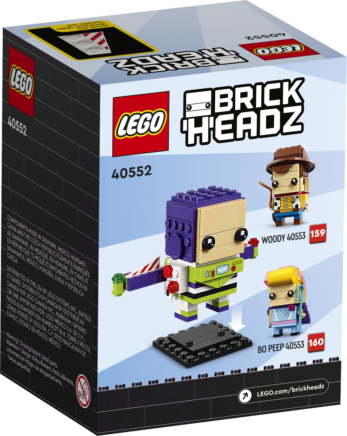 LEGO BrickHeadz kutu seti, Woody, Bo Peep ve talimatlar içerir.