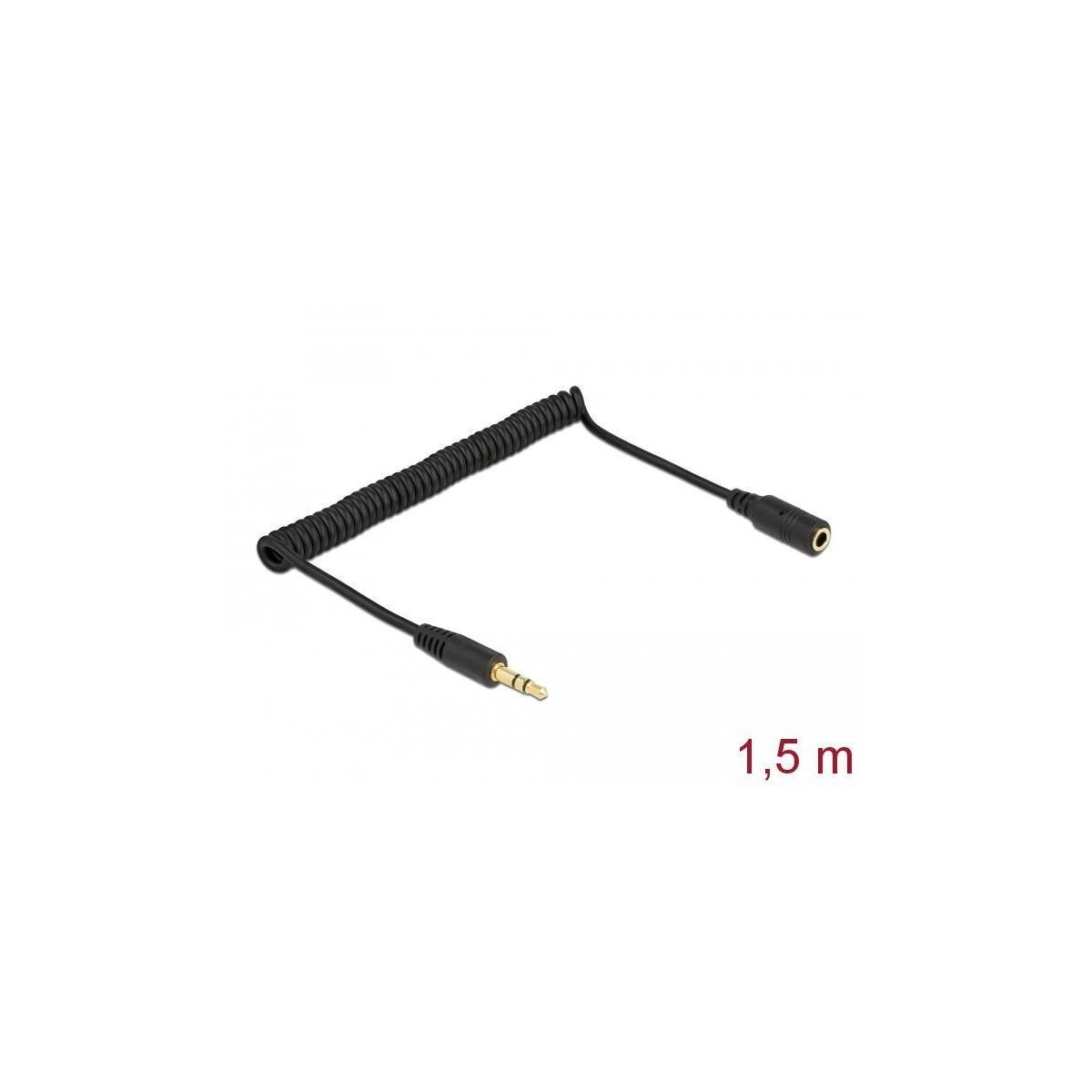 Schwarzes Audiokabel. Stecker an jedem Ende. Weißer Hintergrund.