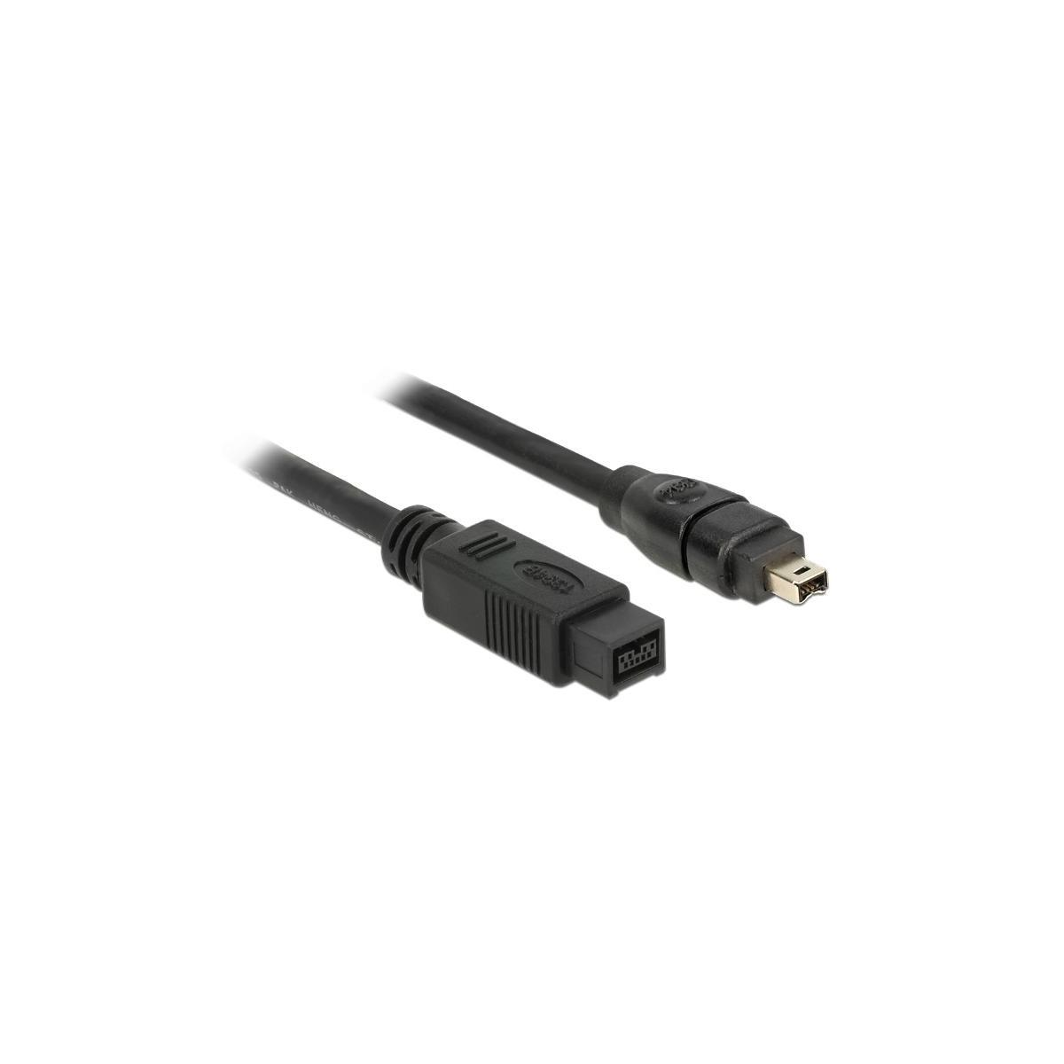 Un cavo nero con connettori, su sfondo bianco, che mostra il design e le connessioni.
