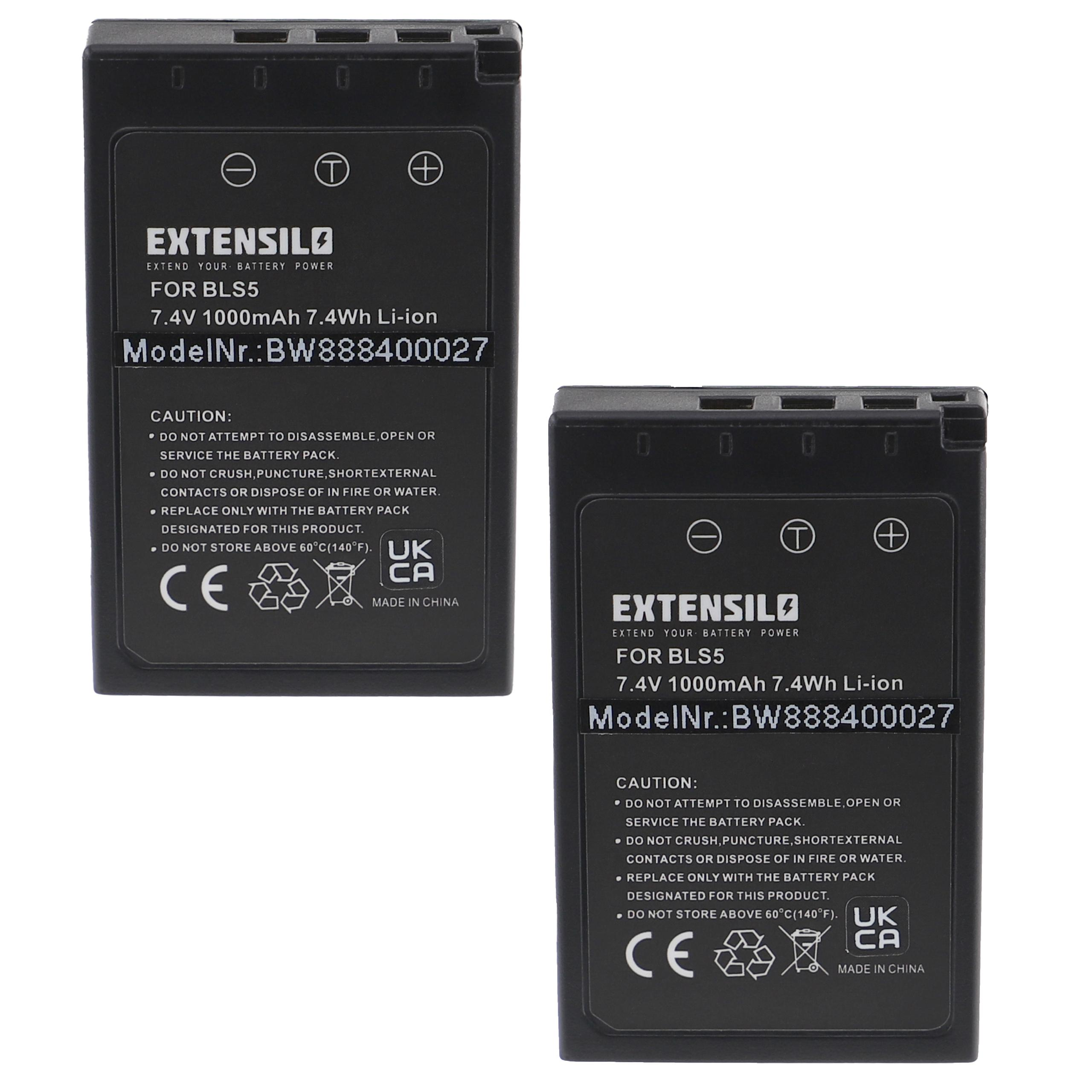 Zwei schwarze EXTENSILO-Batterien. Jede hat weißen Text: Modellnummer, Vorsichtshinweise und CE/UKCA-Symbole.