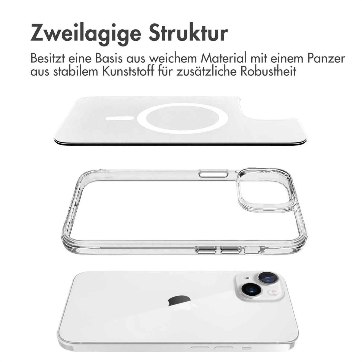 IMOSHION Stoßfest Transparent Backcover, Apple iPhone MagSafe, Silikon Apple, 15