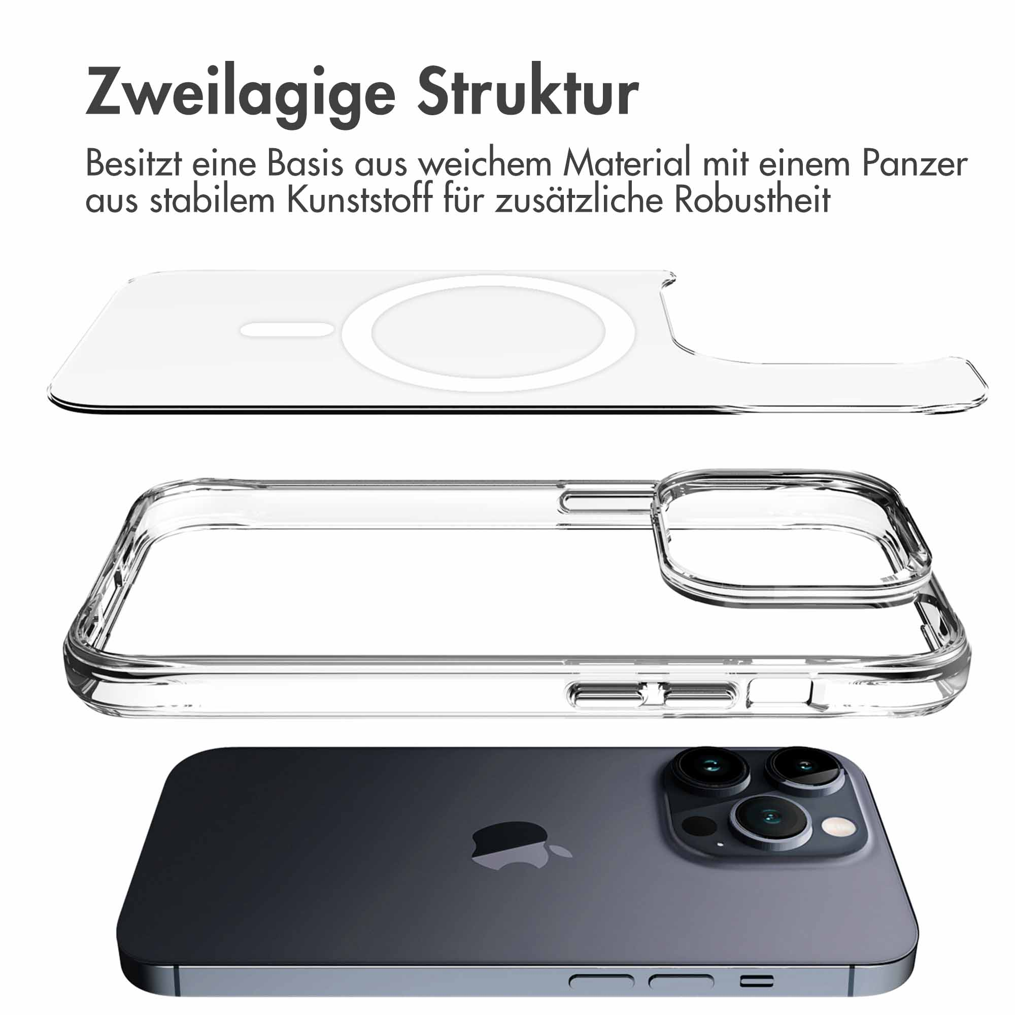 14 Apple, Apple Stoßfest iPhone Transparent Backcover, Pro, Silikon MagSafe, IMOSHION