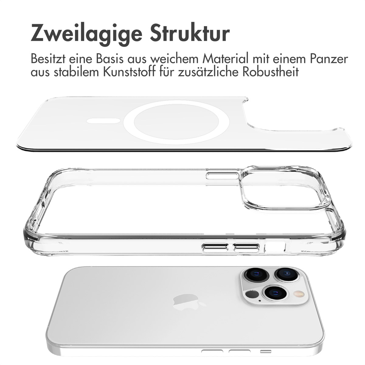 Max, MagSafe, iPhone Silikon Apple Transparent Pro Backcover, 13 Apple, Stoßfest IMOSHION