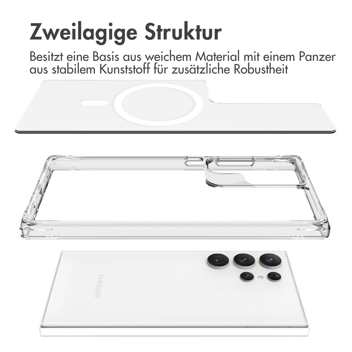 S24 Samsung Samsung, Transparent Stoßfest Ultra, Silikon Backcover, Galaxy IMOSHION MagSafe,