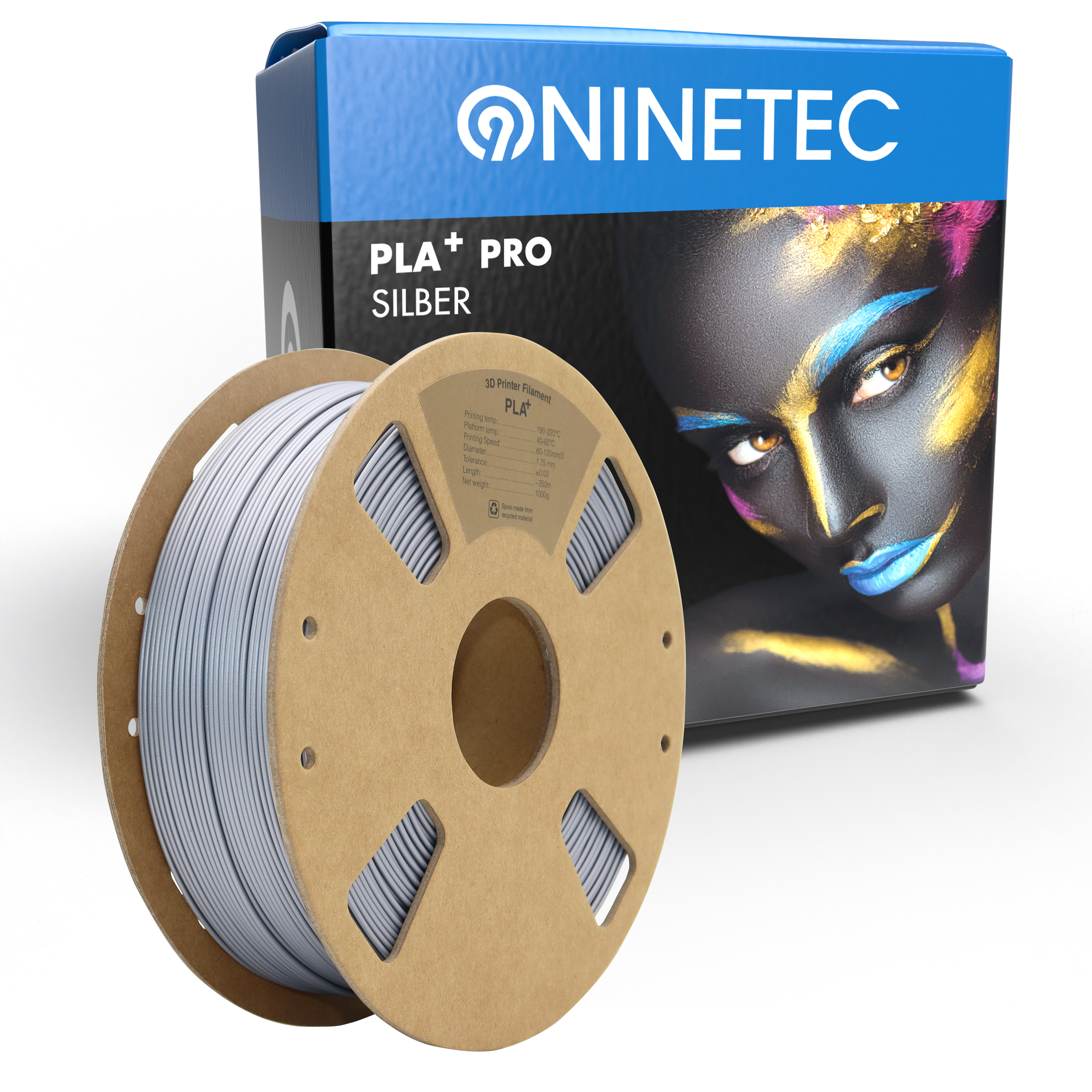 NINETEC PLA+ PRO silber Filament