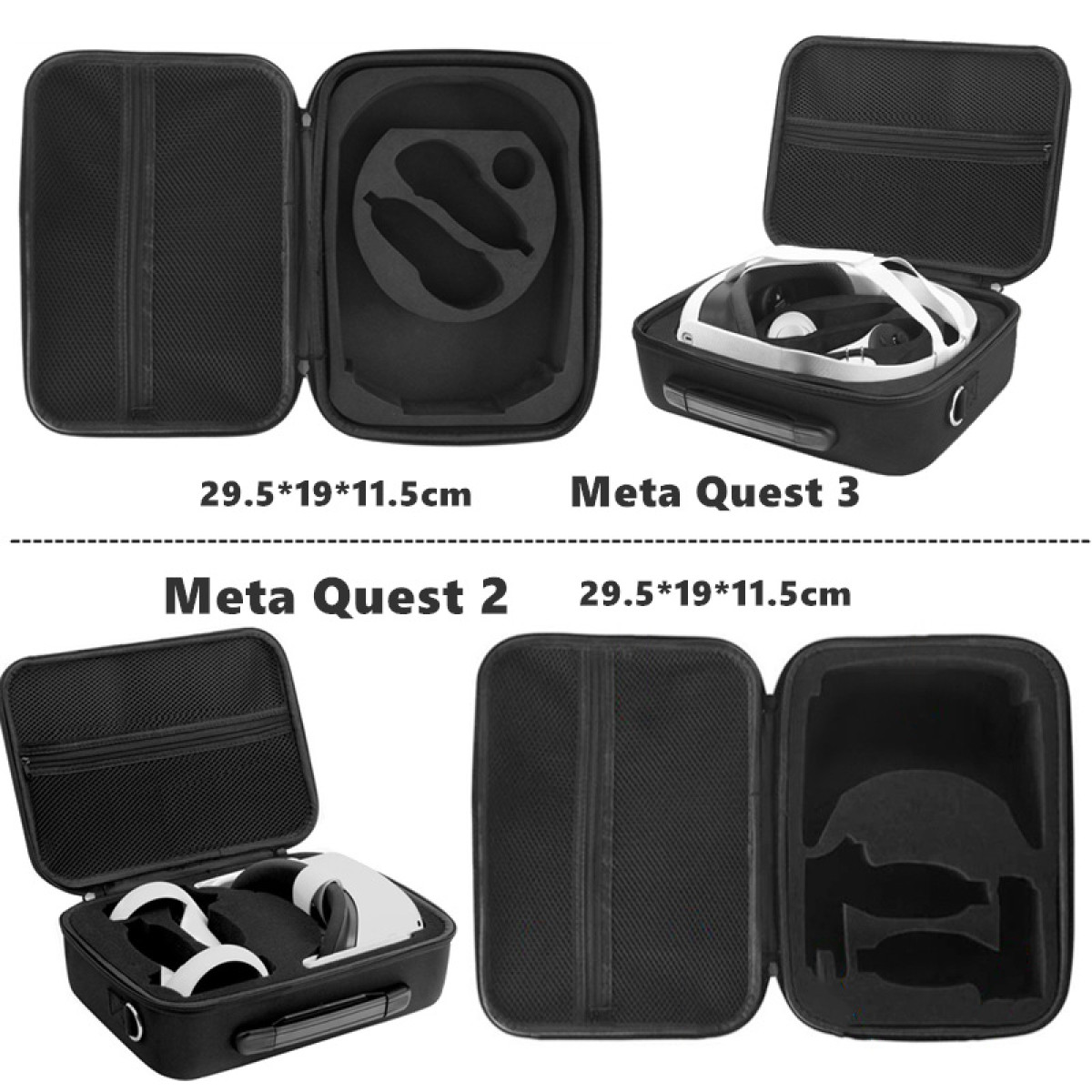 INF Harte Aufbewahrungstasche, Meta 3 Quest 301207 mit Schwarz, kompatibel Oculus