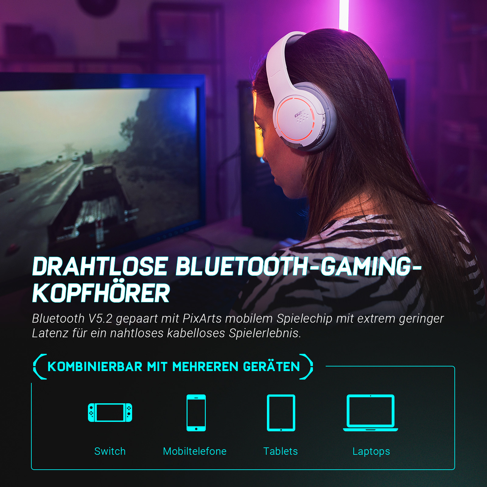 EDIFIER G2BT, Bluetooth Bluetooth-Kopfhörer Weiß Over-ear