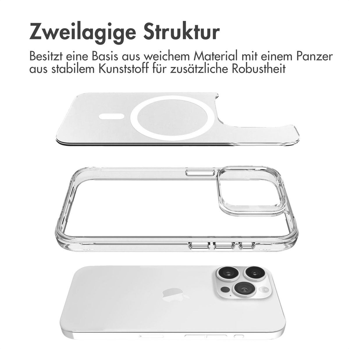 Silikon Backcover, Stoßfest IMOSHION Apple Apple, Transparent 15 Pro MagSafe, Max, iPhone