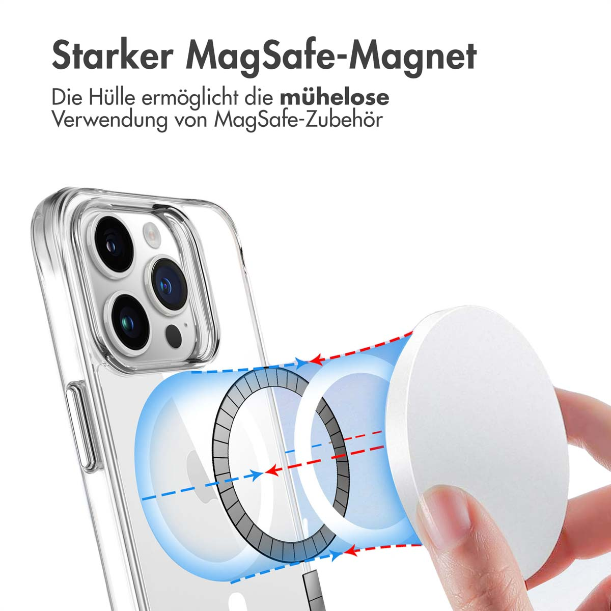 Max, Apple Transparent IMOSHION iPhone 15 Backcover, MagSafe, Silikon Apple, Pro Stoßfest