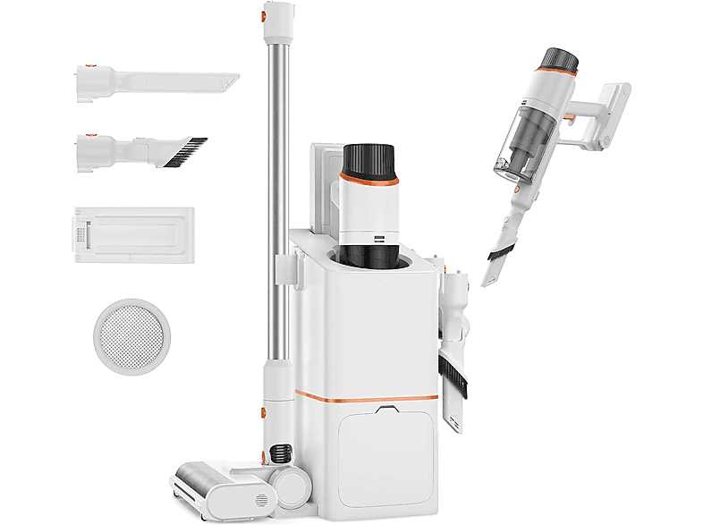 JONR VC10 PRO Akku Staubsauger mit Selbstreinigender Absaugstation,27kPa 60Min Stielstaubsauger, Akkubetrieb, 420 Watt