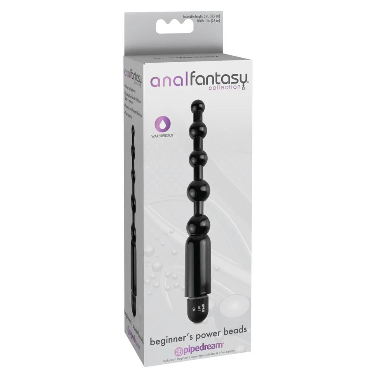 Ein schwarzes 'beginner's power beads'-Produkt in einer schwarz-weißen Box.