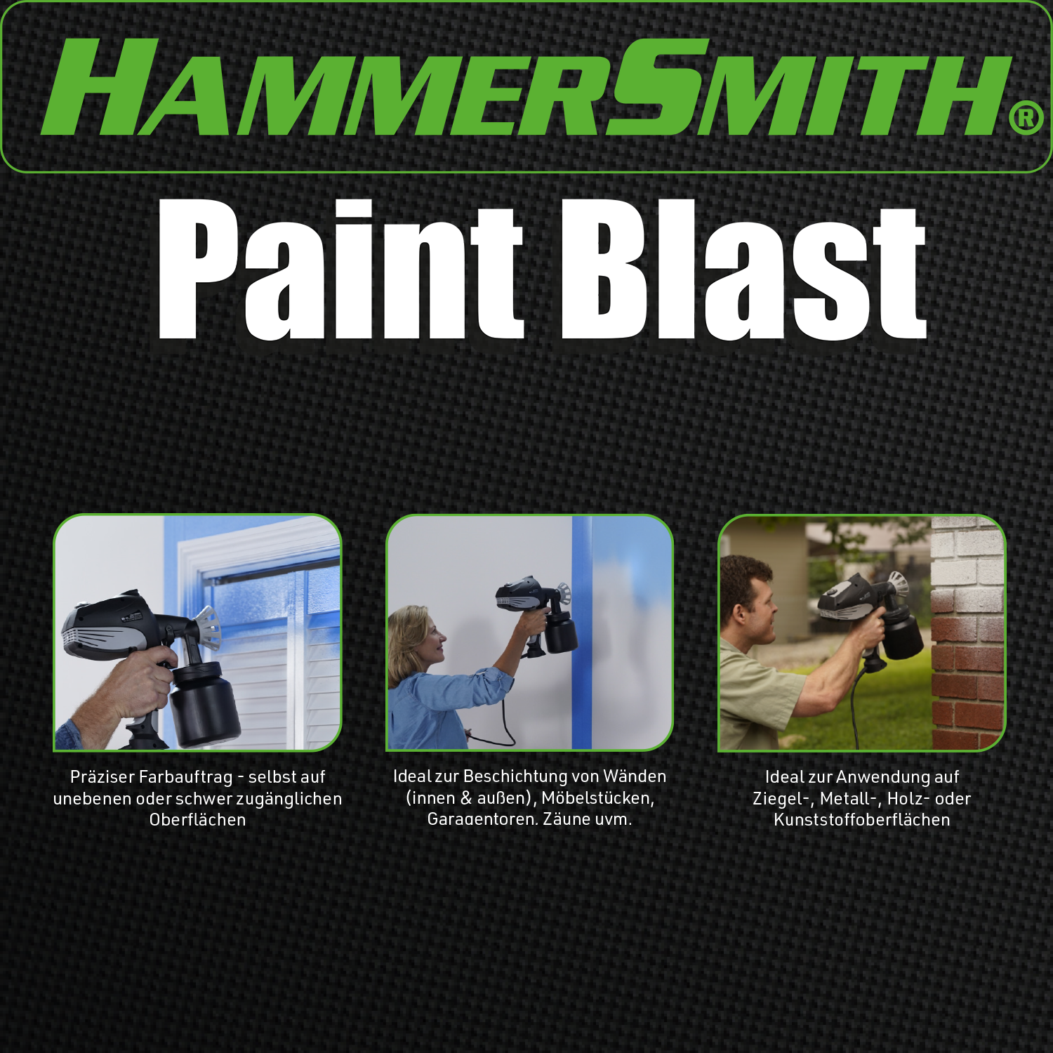 HAMMERSMITH Paint Blast Farbsprühsystem Lackierpistolen Black Set