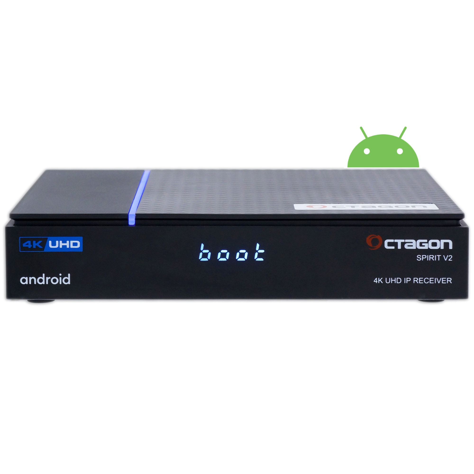 OCTAGON Spirit PRO 4K UHD TV HDR10+ UHD Media-Streaming-Box Android Smart Receiver 4K IP IP OTT (Schwarz)