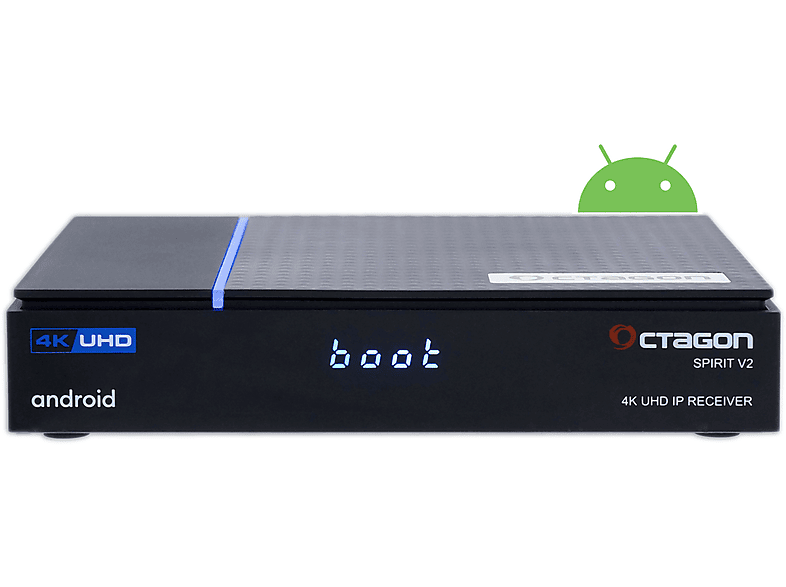 TV Android OCTAGON 4K HDR10+ (Schwarz) IP OTT UHD 4K UHD Spirit IP PRO Smart Media-Streaming-Box Receiver