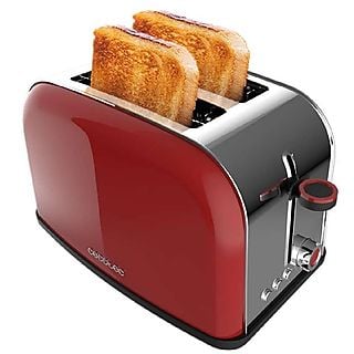 Tostadora - CECOTEC Toastin' time 850 Red Lite, 850 W, 2 ranuras, Red