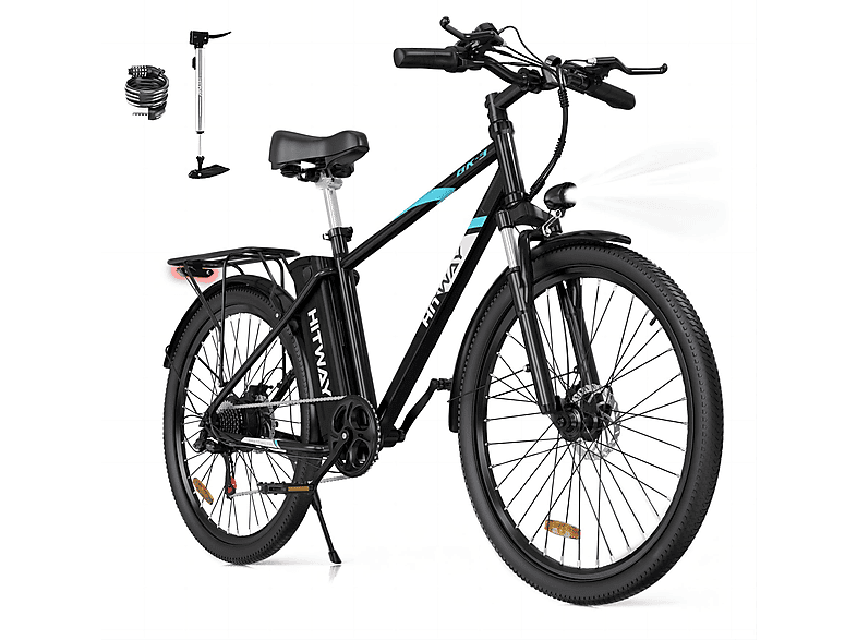 410,4, Zoll, HITWAY E-Bike, BK3S Schwarz-blau) 26 Elektrofahrrad Heckmotor, Gang, Mountainbike Unisex-Rad, (Laufradgröße: 7