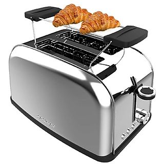 Tostadora - CECOTEC Toastin' time 850 Inox, 850 W, 2 ranuras, Silver