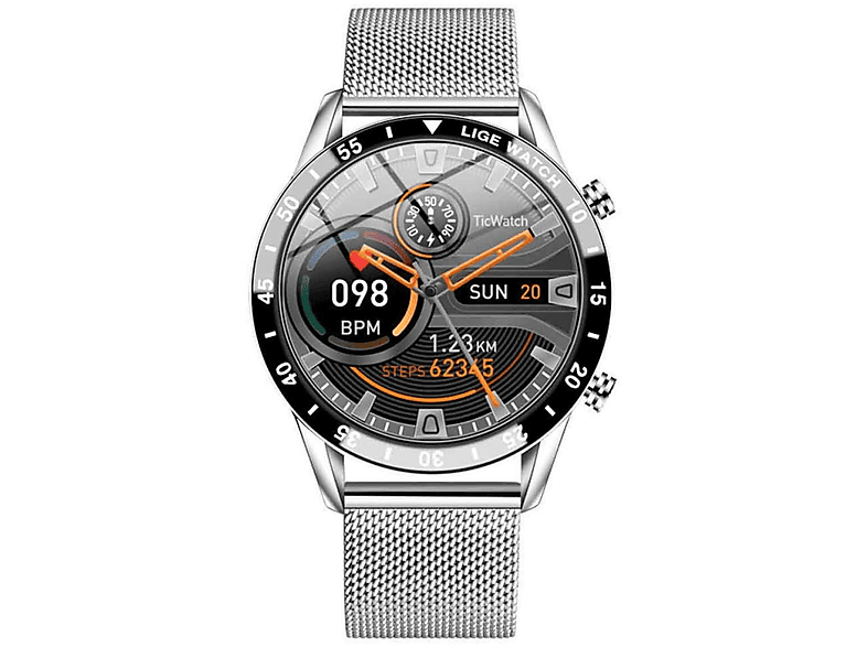 ELKUAIE BW0189 Smartwatch Edelstahl, Silber