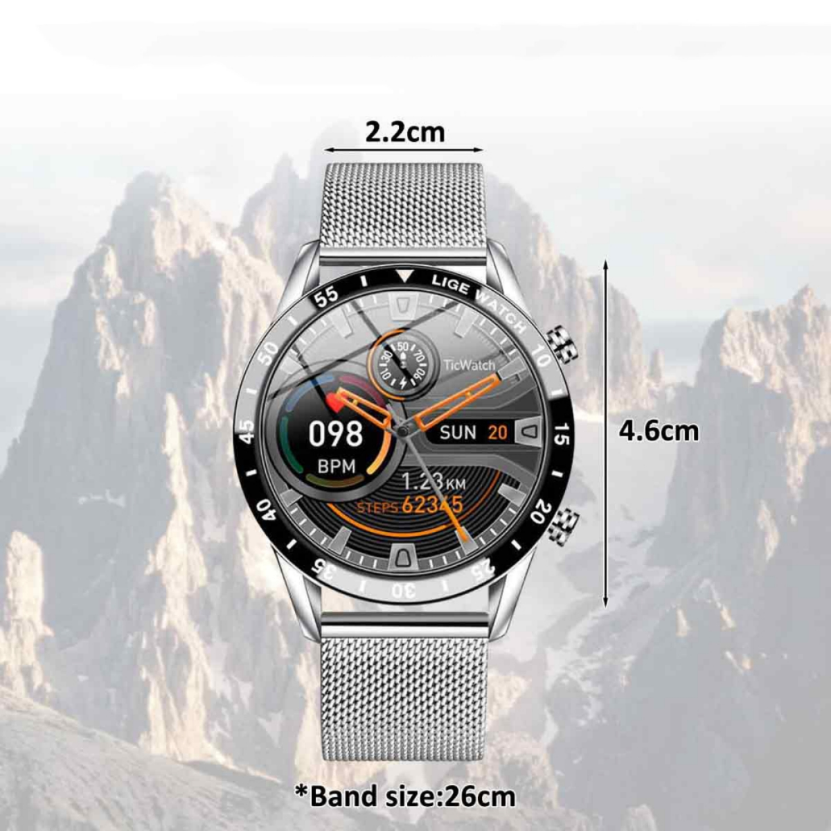 Smartwatch Silber ELKUAIE BW0189 Edelstahl,