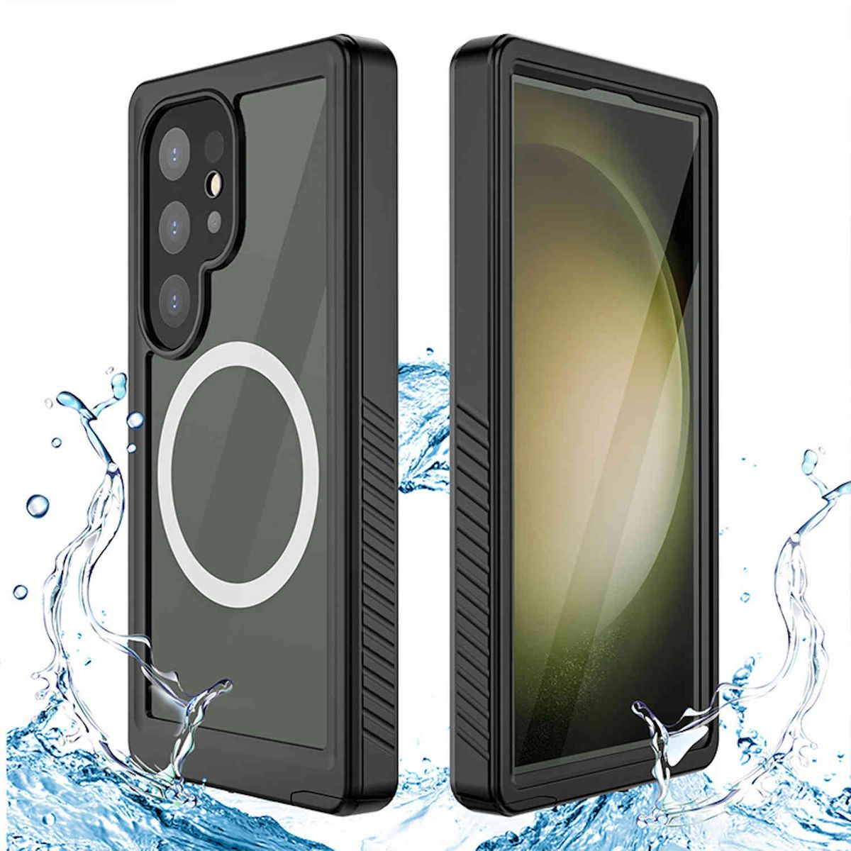 Hülle, Schwarz Full MagSafe Body Wasserdichte Ultra, 360 Grad Full Samsung, WIGENTO Galaxy S24 Cover,