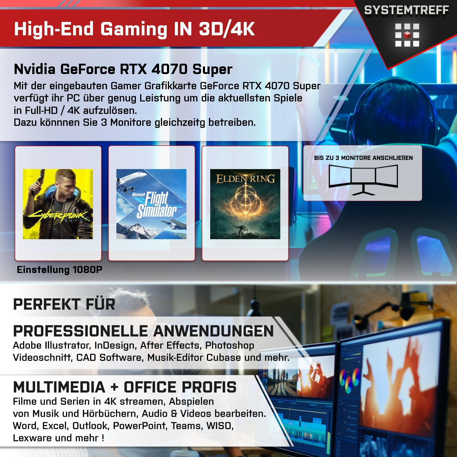 GB Gaming 7 SYSTEMTREFF 5800X3D, PC 1000 32 Super™ RTX™ Ryzen™ Pro, Windows NVIDIA High-End mSSD, GB 7 mit Ryzen GeForce Prozessor, 11 Gaming AMD AMD RAM, 4070