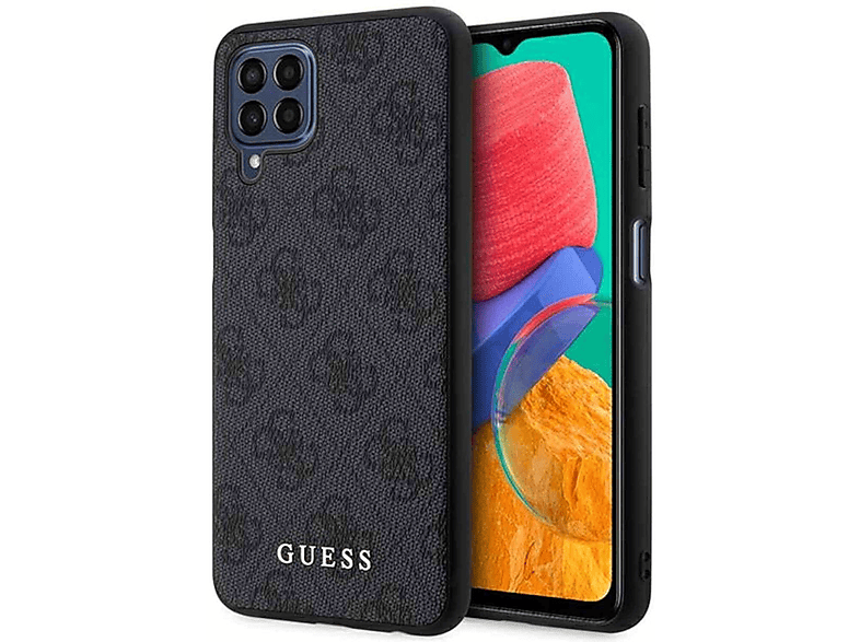 GUESS 4G Samsung, Grau Design Case, Gold Galaxy Backcover, M33, Logo Metal