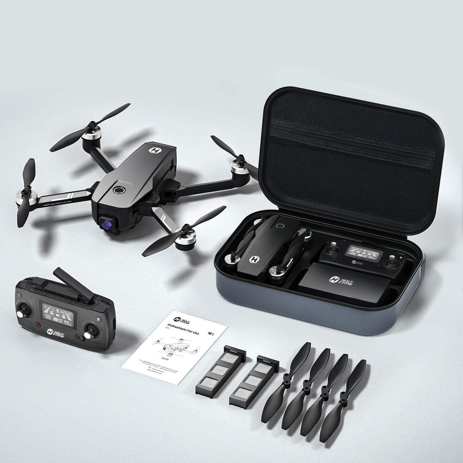 Drohne, EIS 4K UHD Schwarz Kamera Quadrocopter GPS STONE mit