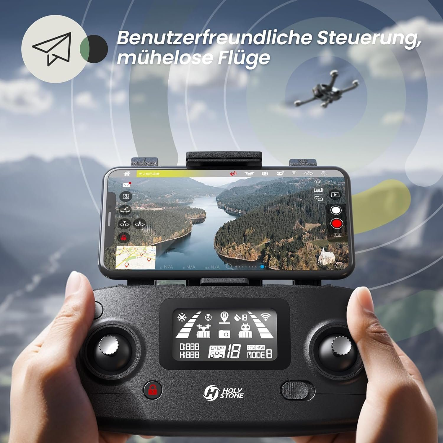 STONE GPS Drohne, mit Schwarz EIS Quadrocopter UHD 4K Kamera