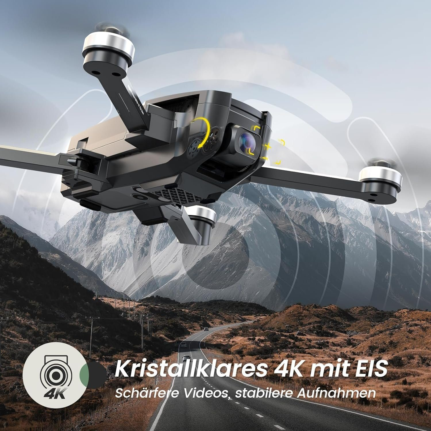 STONE GPS mit 4K UHD Quadrocopter EIS Kamera Drohne, Schwarz