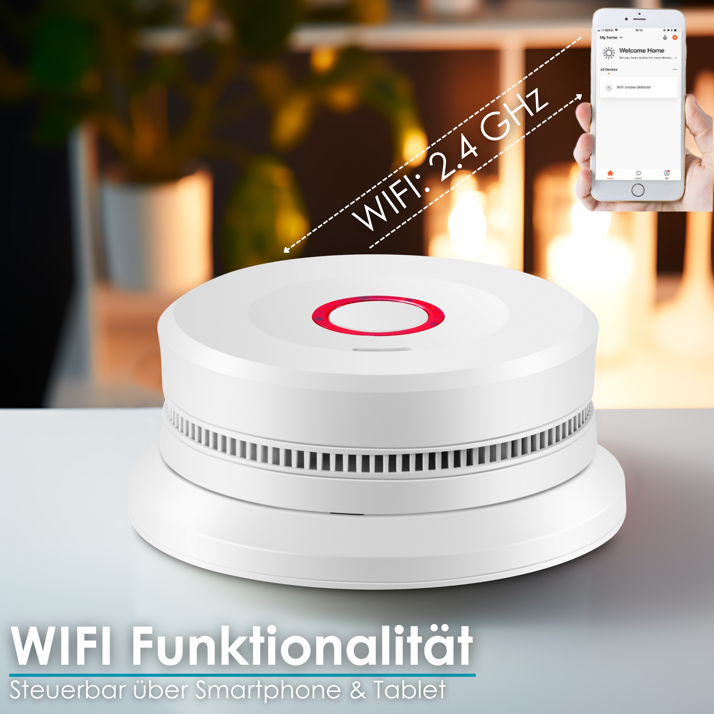 Wi-Fi weiß Rauchmelder, ECHOS Rauchmelder Eco-4140