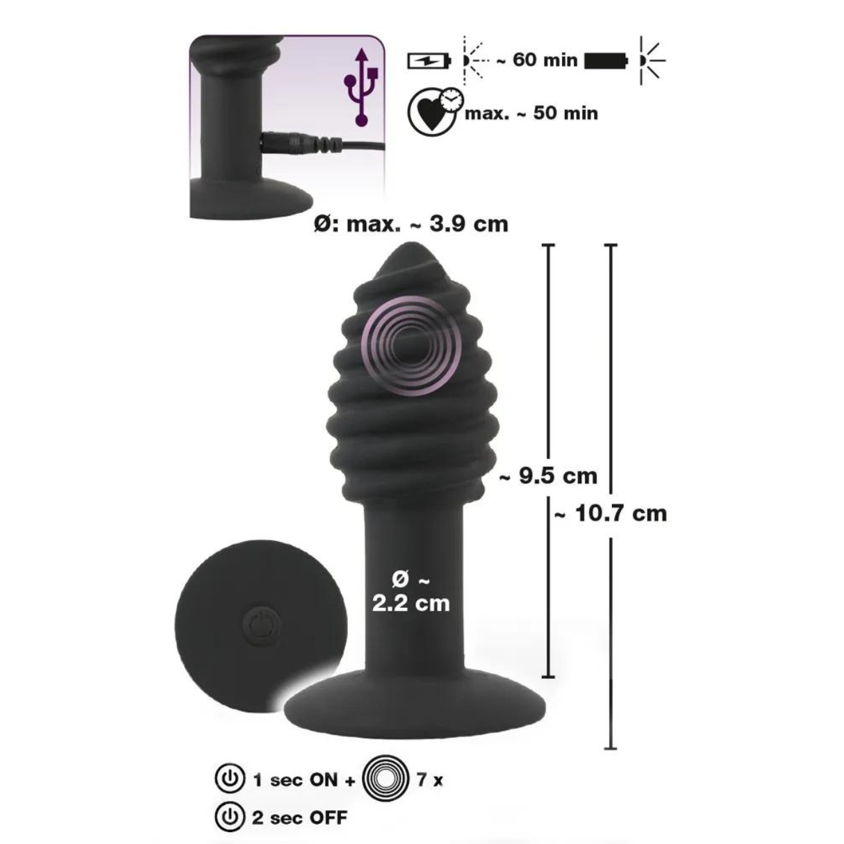 VELVETS plug Vibrator BLACK Twist butt