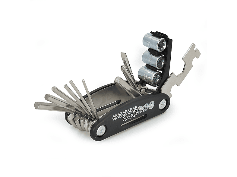 INTIRILIFE 16 Reparaturwerkzeug für Multitool Fahrrad (Schwarz) 1 in