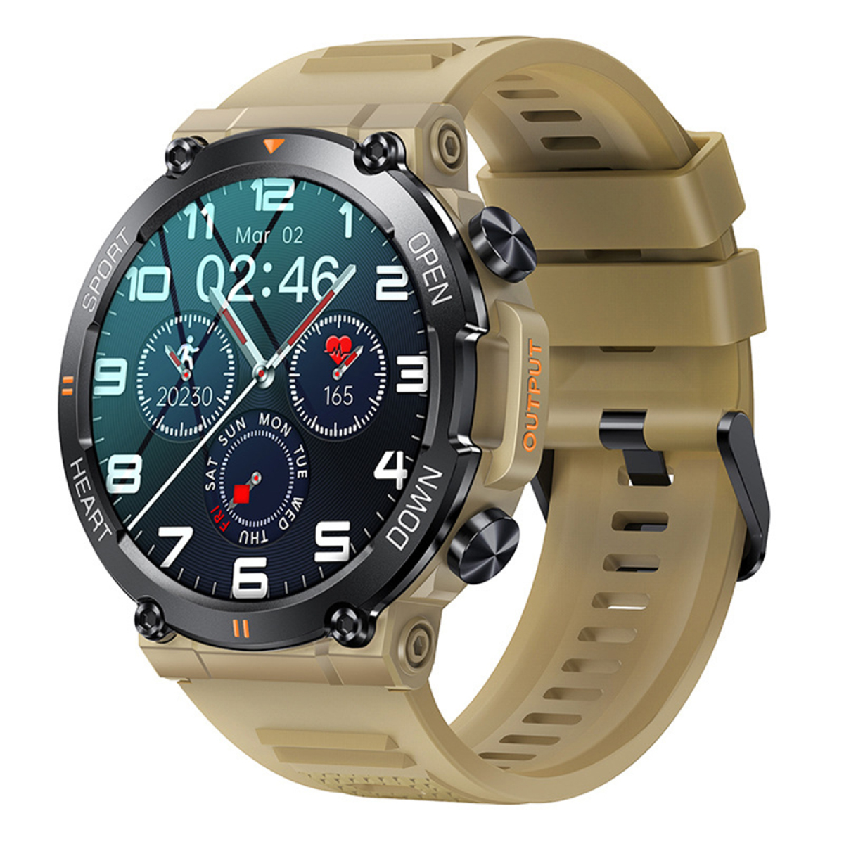 ELKUAIE Smartwatch Khaki Kieselgel, K56Pro