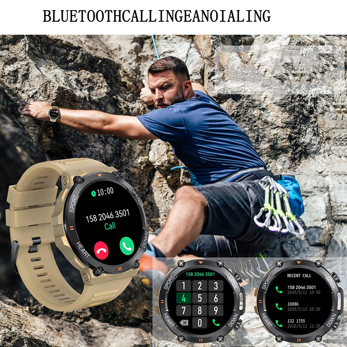 Kieselgel, Smartwatch Khaki ELKUAIE K56Pro