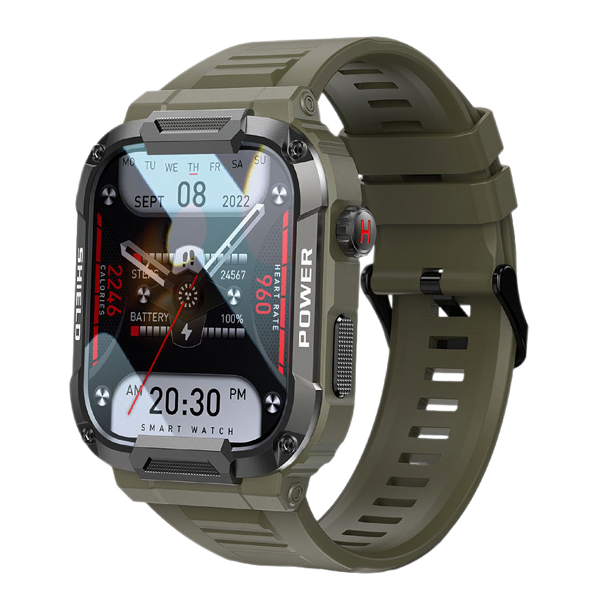 ELKUAIE MK66 Grün Smartwatch Kieselgel,