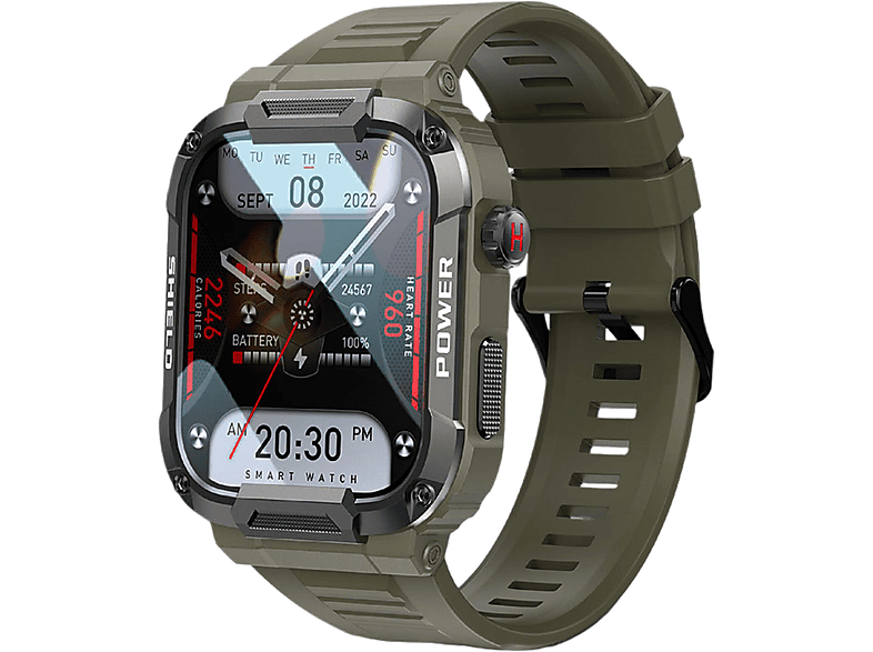 ELKUAIE MK66 Grün Smartwatch Kieselgel,